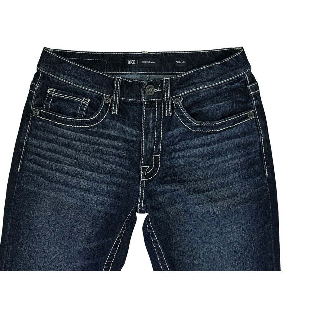 BKE Jake Straight Leg Jeans Mens 30x30 Blue Denim Dark Wash Western Cowboy Work - Picture 5 of 9